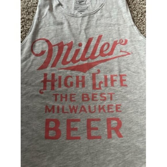 Miller High Life Tank Top Muscle Shirt Mens Size Medium Gray Pullover Casual - Picture 2 of 10